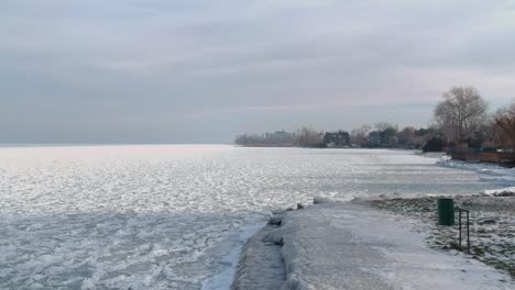 drone footage at the lake balaton in hungary in winter