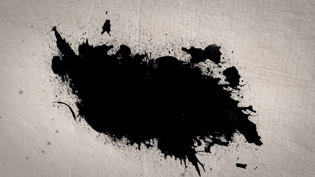 베이지색 배경에 있는 검은 점과 피 얼룩의 애니메이션