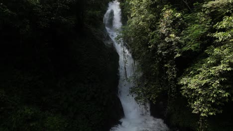 a sunny day at an unknown waterfall in the depths of jungle in bali, indonesia
