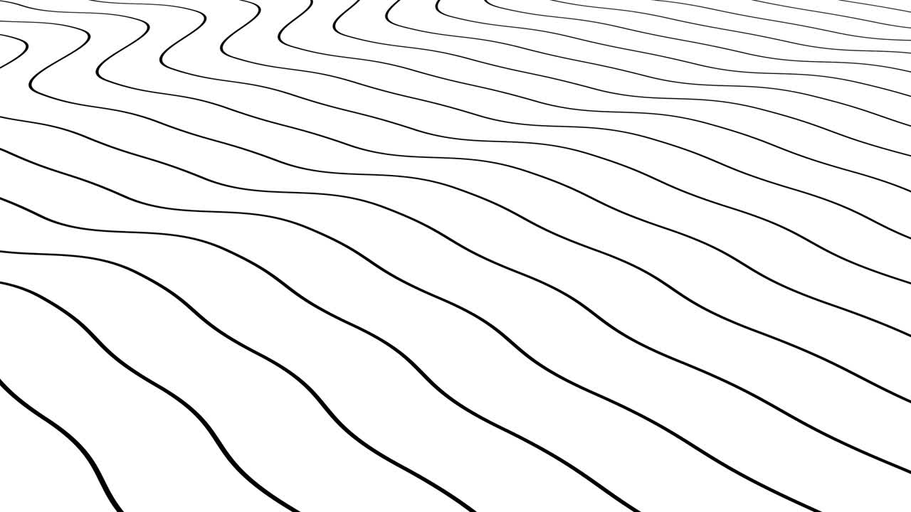 4k delgadas líneas planas negras en movimiento en 3d sobre fondo blanco.