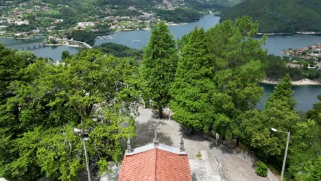 aerial view of capela de nossa senhora da conceição, a charming church in gerês national park, drone