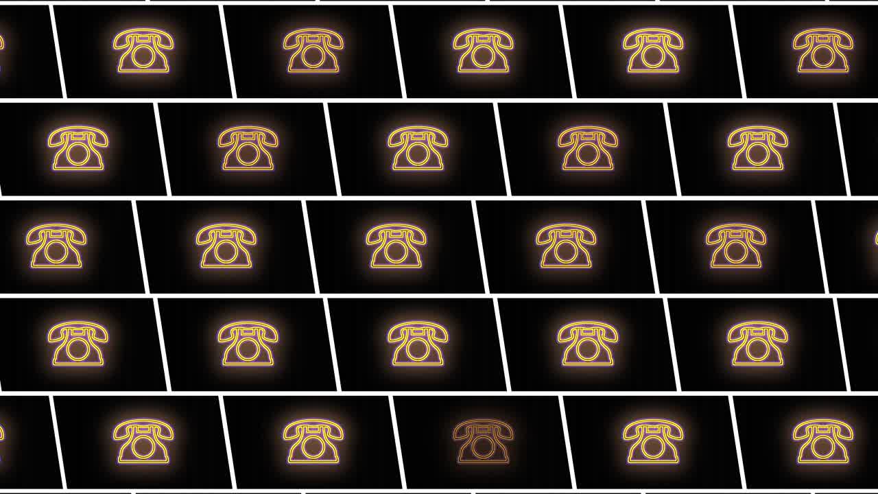 7행의 펄스 네온 옐로우 빈티지 전화 패턴