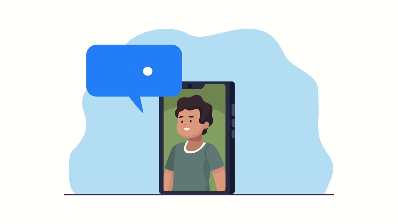 person communicating with video animation