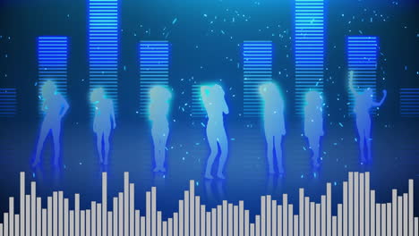 digital composite of an all-female dance group and digital bars