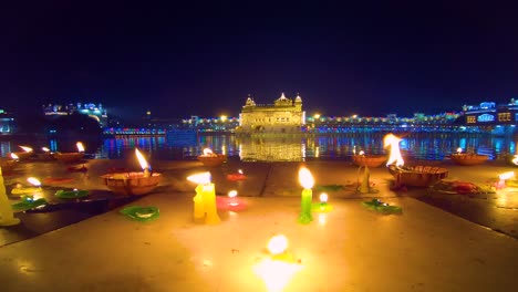 the golden temple amritsar india celebrate gurupurab in golden temple and fireworks