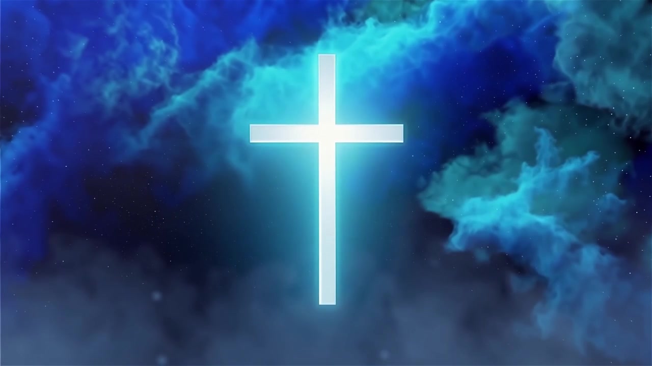 Croce Cristiana Luce Celestiale Sfondo per il Culto.
