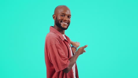 Advertising,-man-with-hand-gesture-for-promotion