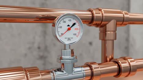 pressure gauge on copper pipes