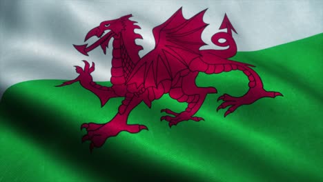 wales flag waving in the wind. sign of wales seamless loop animation. 4k