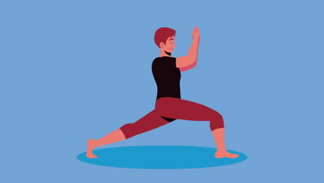 hombre practicando yoga animación de personajes