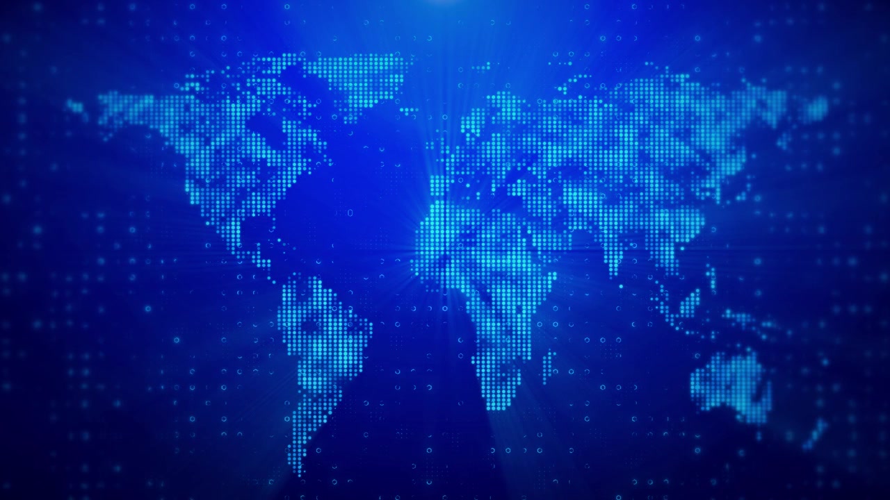 World map animation world map with node and line connection worldwide business navigation and travel