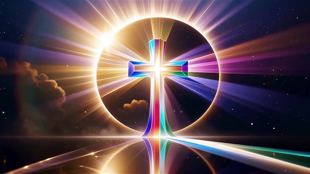Christian Cross Heavenly Light Worship Background