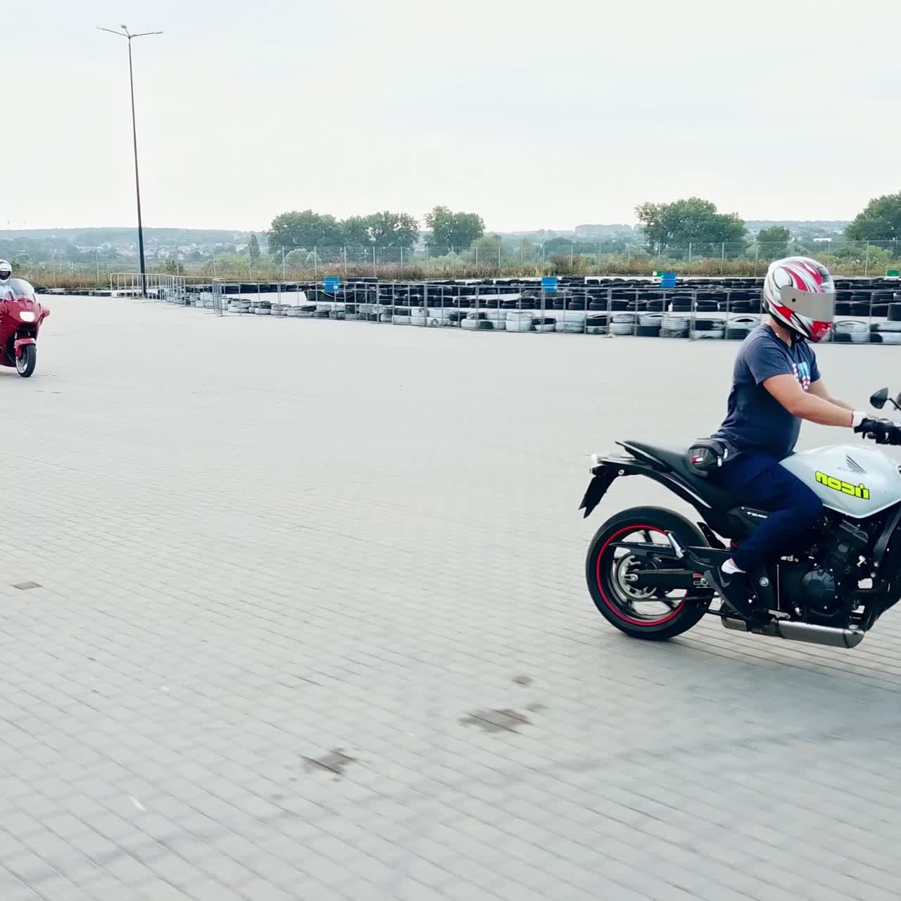 Aerial shot of motorcycle show