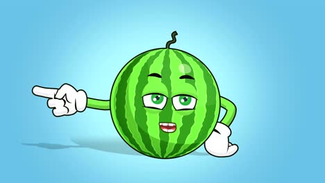 cartoon watermelon face animation unhappy left side pointer with luma matte