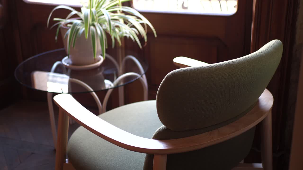 Green Armchair in a Cozy Living Room