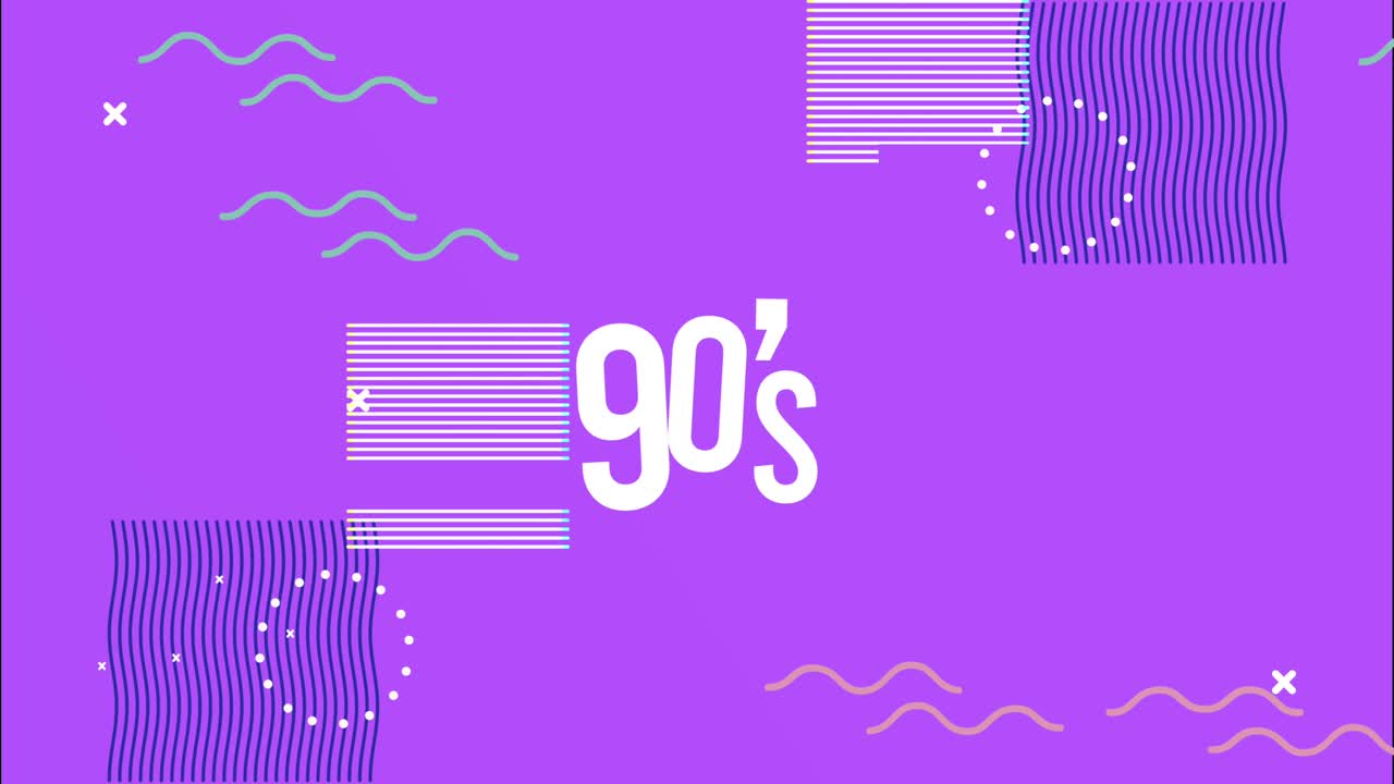 letras de los años 90 en el fondo de estilo retro de memphis