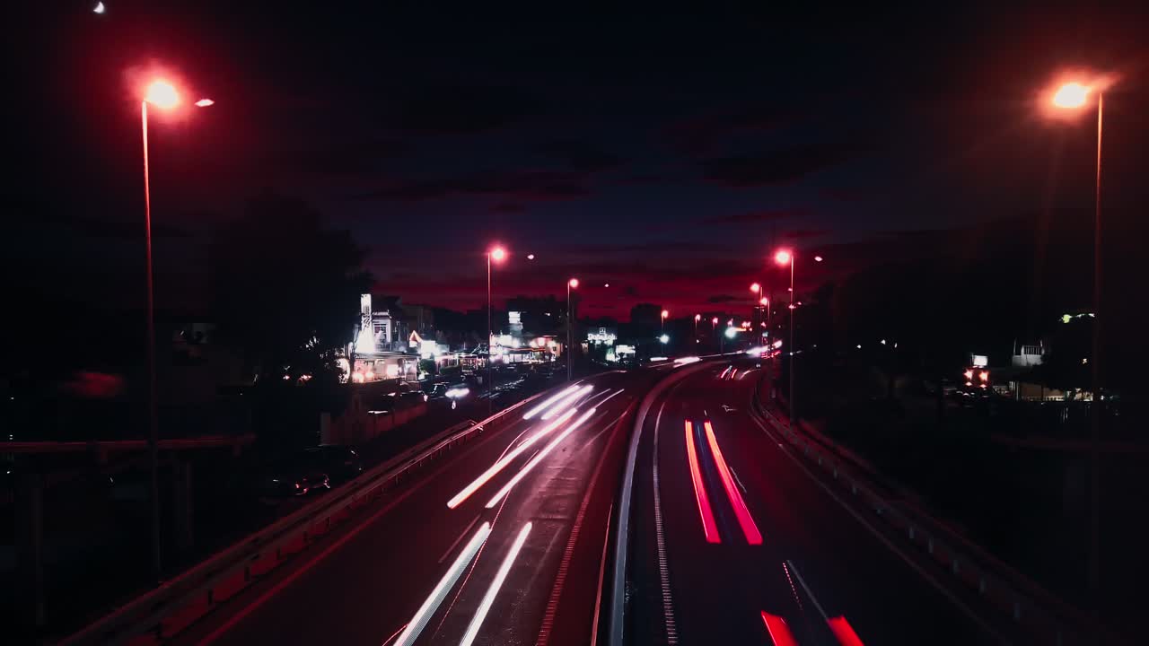 Time lapse of highway in Spain during sunset, 4k