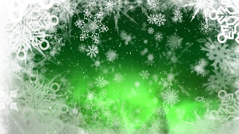 snow falling on green background