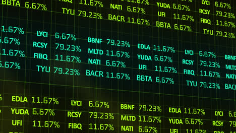 animation of microprocessor connections over stock market data processing on black background