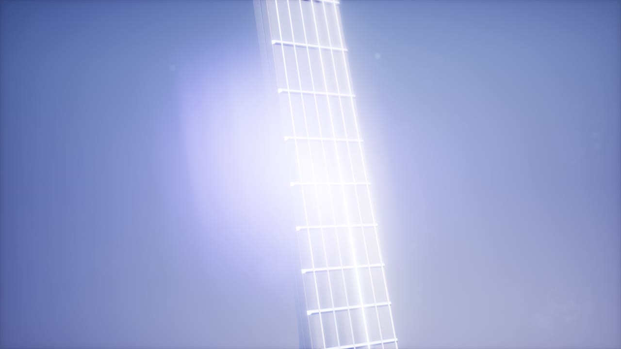 파란색 바탕에 있는 클래식 기타