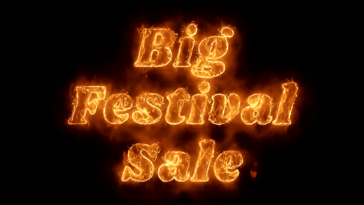큰 축제 판매 단어 뜨거운 애니메이션 불타는 현실적인 불 불꽃 루프