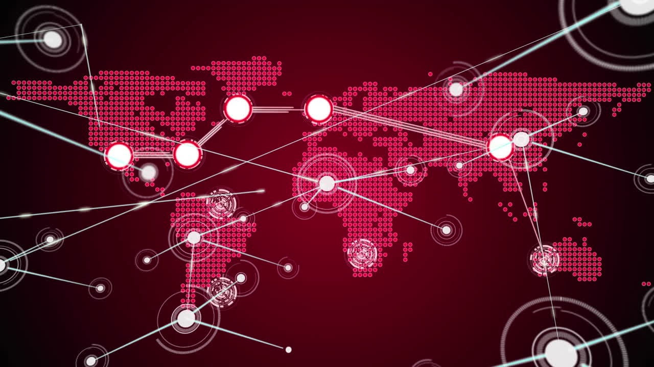 animación del mapa del mundo con redes de conexiones