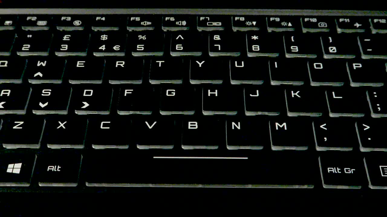 Close Up Of Laptop RGB Keyboard In Flash Mode