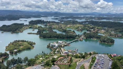 view of the guatape reservoir lake complex from the rock