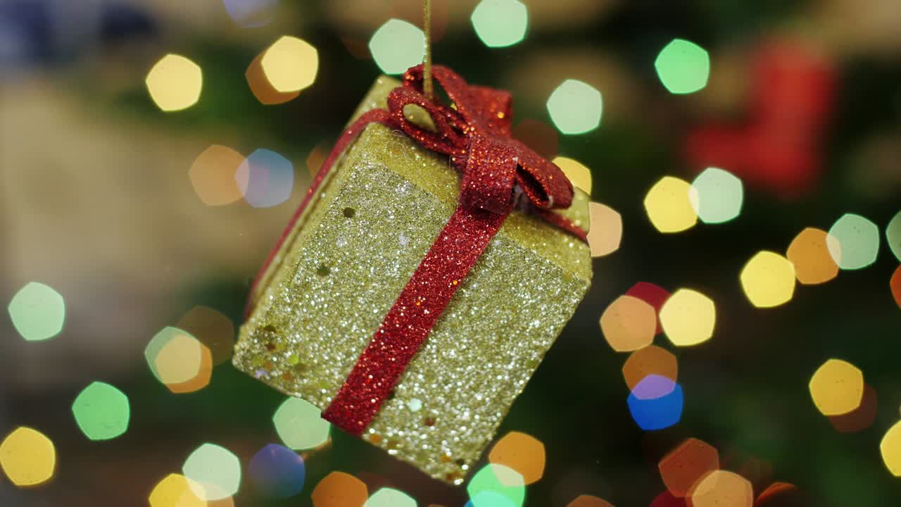 regalos de navidad juguete sacude en el fondo bokeh