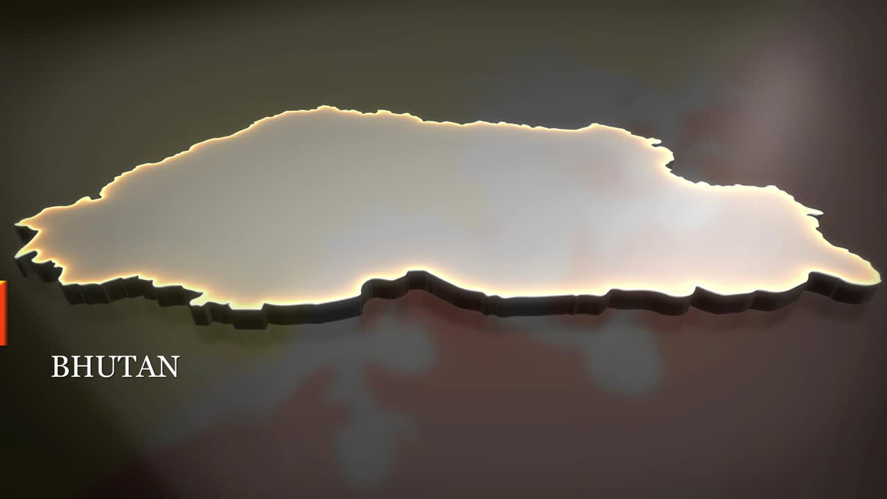 부탄의 3d 애니메이션 지도