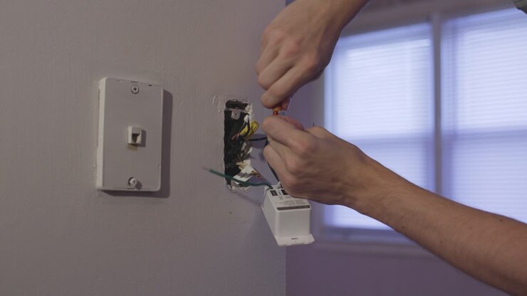 Replacing Smart Light Switch in Home Electrical Work Outlets 4K
