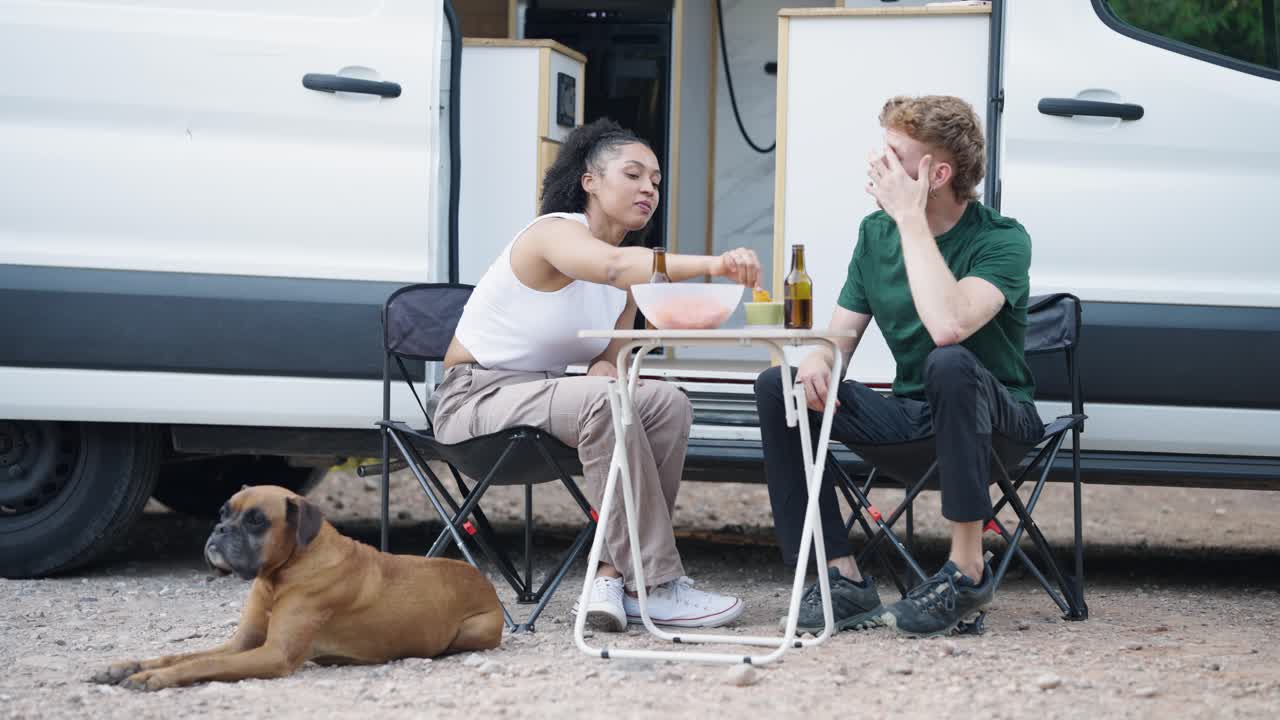 Couple Enjoying Van Life with Their Dog