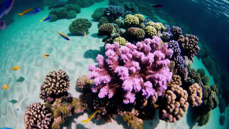 vibrant underwater coral reef with colorful fish