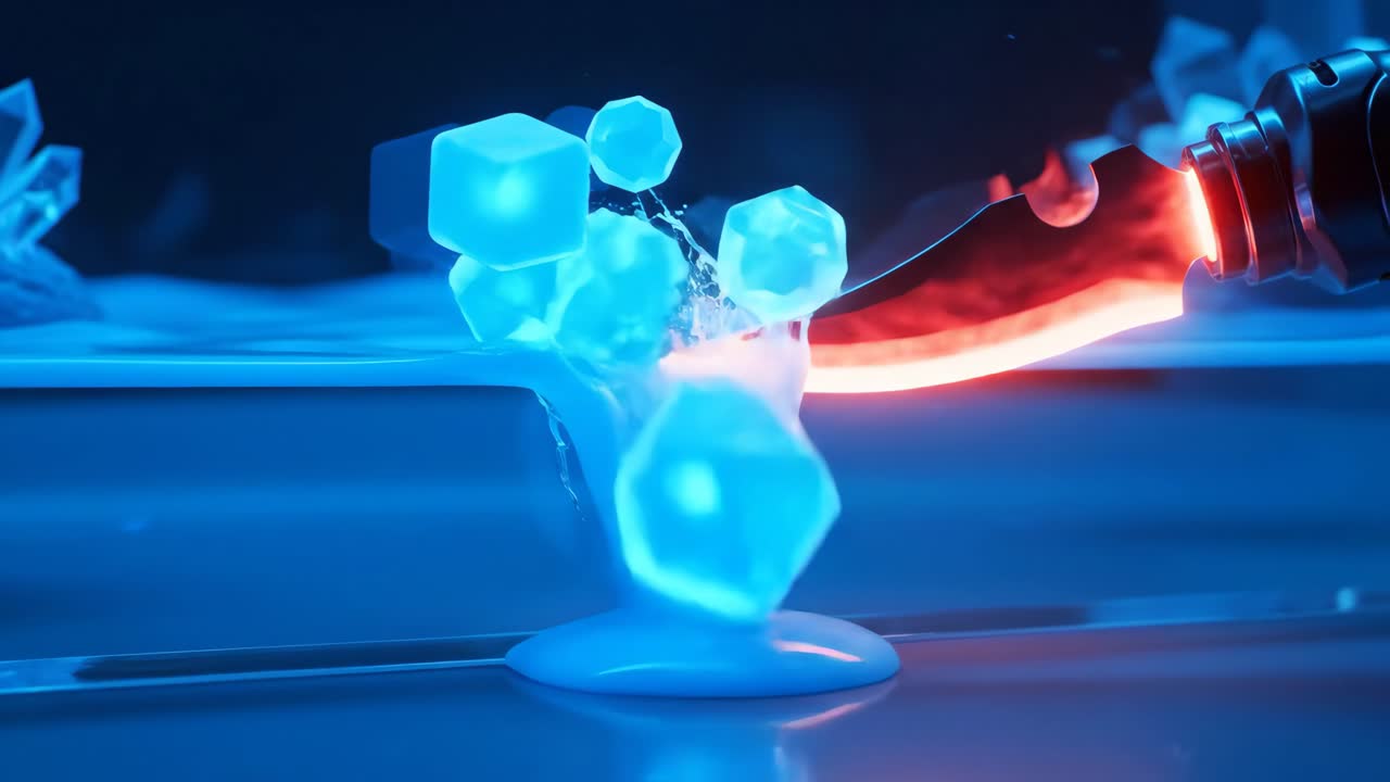 Abstract futuristic images with glowing cubes and knives