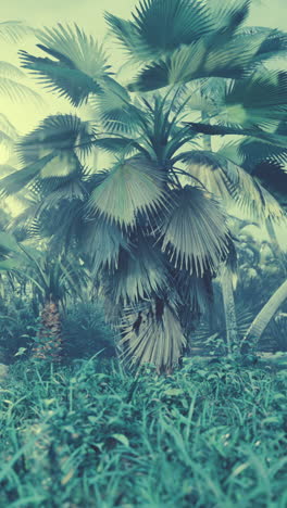 tropical jungle with palm trees