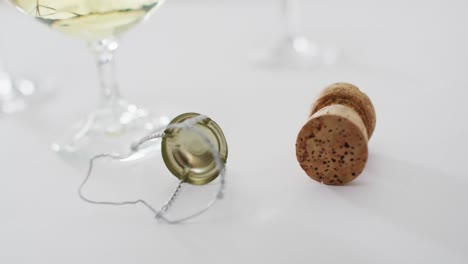 champagne glasses on white background at new year's eve