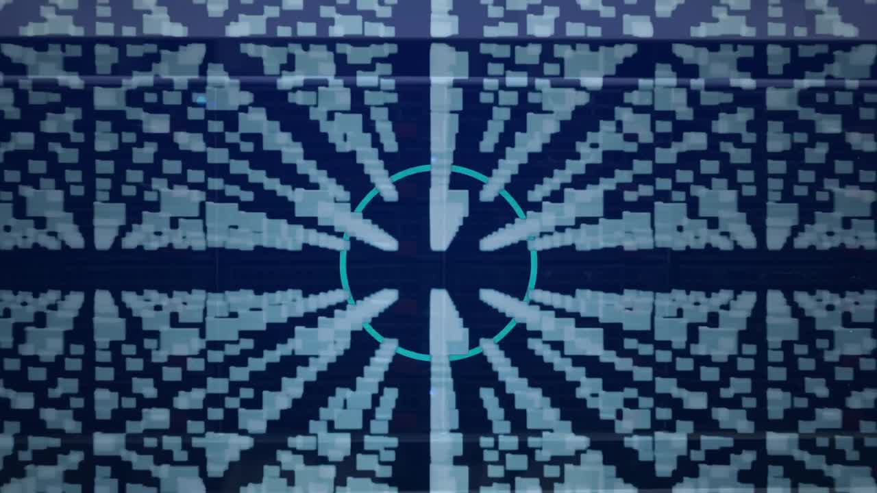 animación de filas de iconos de carpetas, candado y procesamiento de datos a través de una placa de circuitos