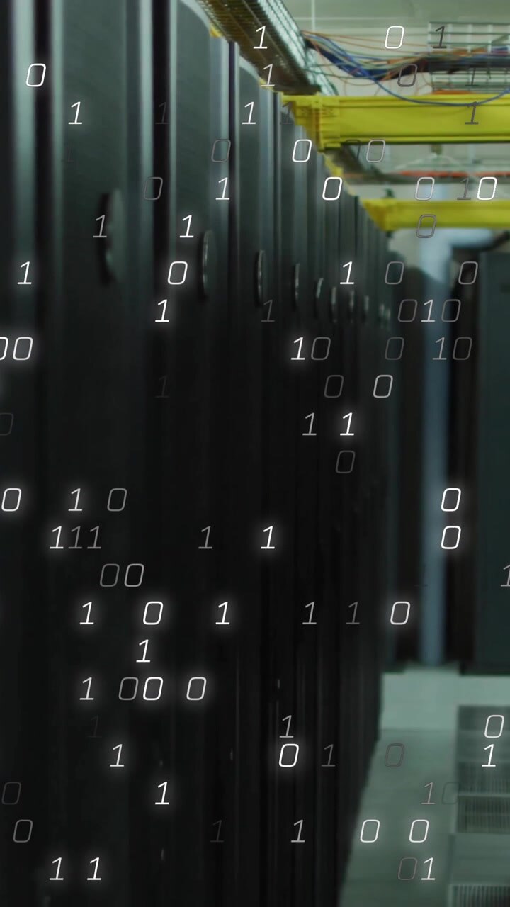 Animation of data processing over server room