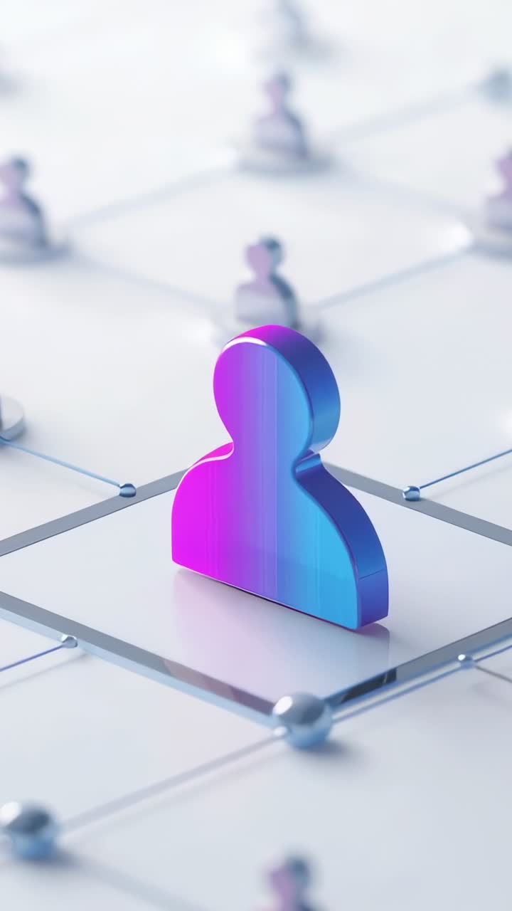 Vertical video: Moving camera focusing on purple token on raised platform, selecting node on grid