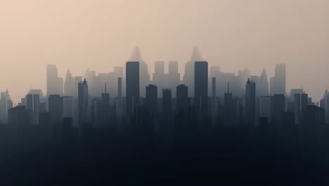 hazy cityscape silhouette
