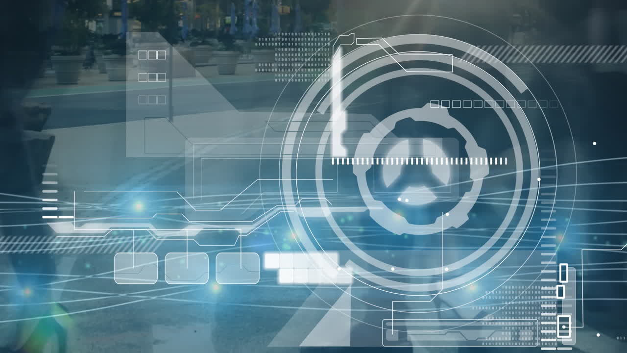 animación del escaneo del alcance y el procesamiento de datos sobre los peatones que caminan en movimiento rápido
