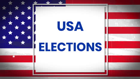 animation of a white square with words usa elections over an u.s. flag.