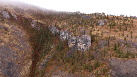 rugged mountains near engineer creek, dempster highway, yukon, canada - drone shot