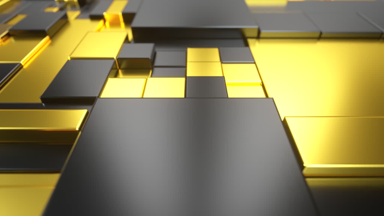 patrón geométrico abstracto de cubos dorados y negros