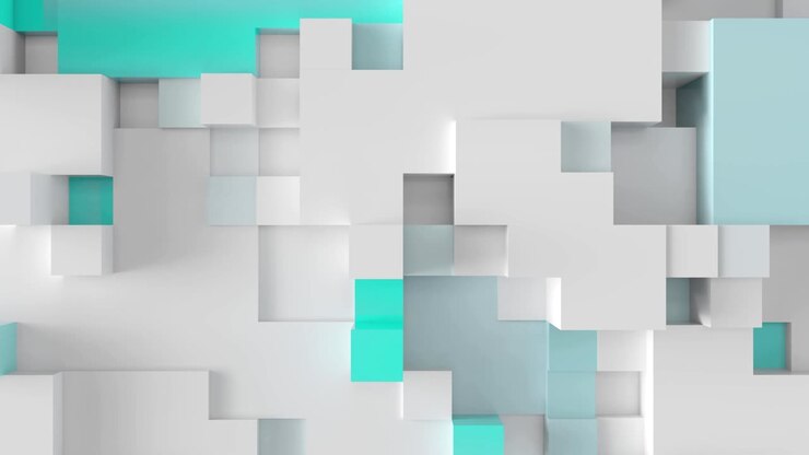 Abstract 3D geometric background with color shifting shapes.
