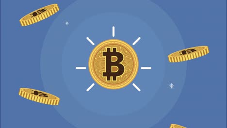 bitcoins dorados cayendo animación de criptomoneda