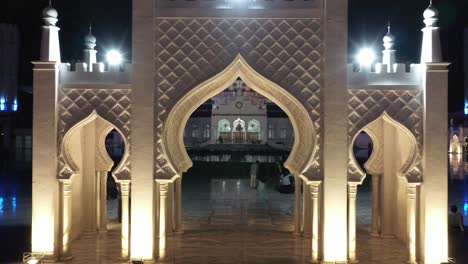 the condition of the baiturrahman grand mosque at night using drones