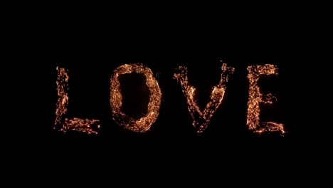 palabra de amor ardiendo. lana de acero ardiendo sobre un fondo transparente. hermosa combustión