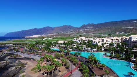 tenerife, costa adeje luxury hotel barcelo santiago in canary islands, spain drop down view