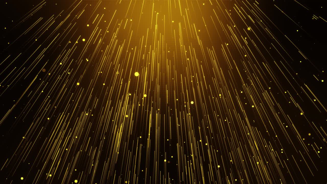 Abstract golden shiny particles falling award party particles stripe wave stage background party